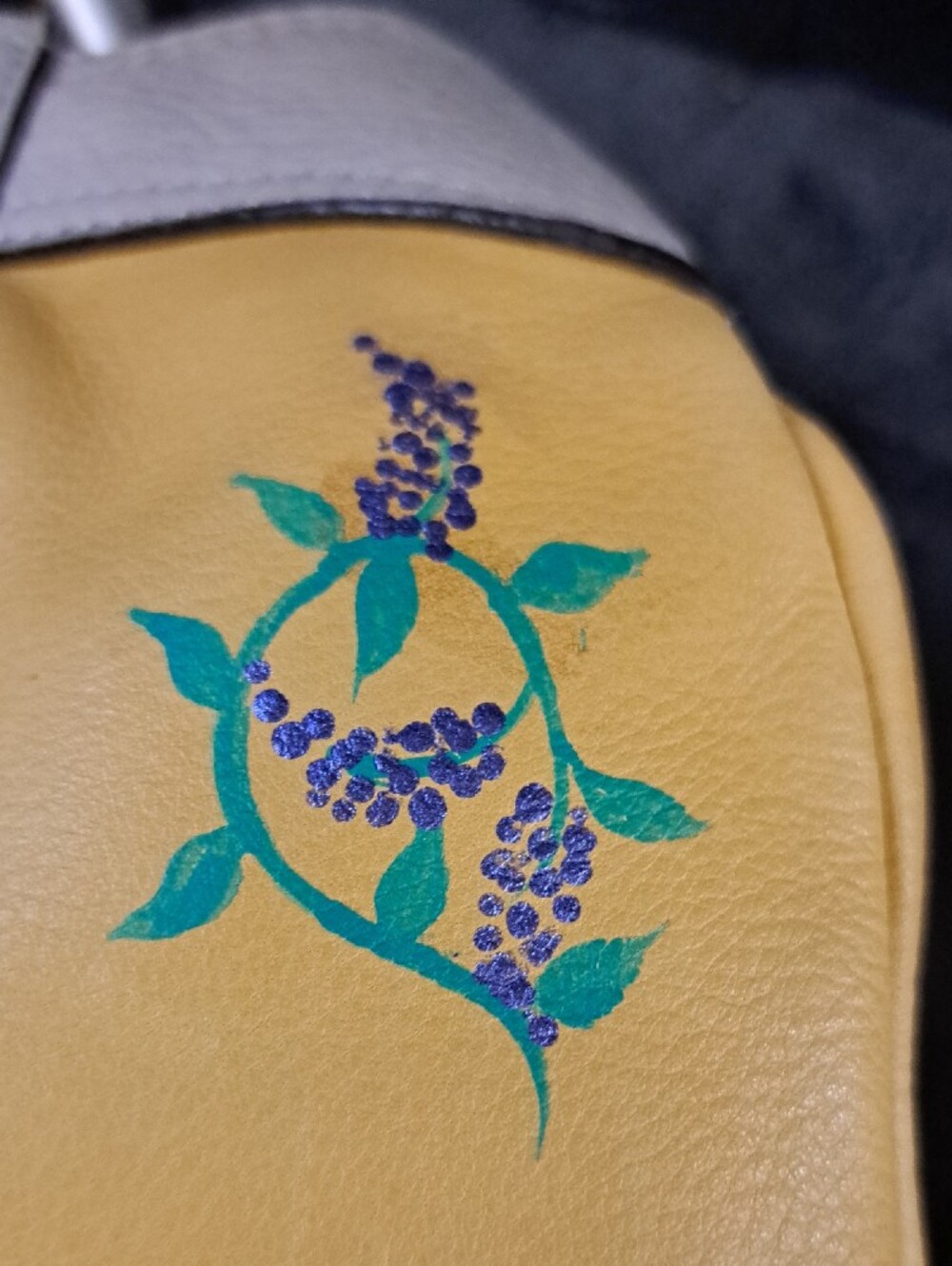 Hand Painted Yellow Floral Women’s Shoulder Bag - Picture 16 of 17